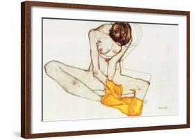 Girl with Yellow Scarf-Egon Schiele-Framed Art Print