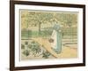 Girl Working in a Rural Kitchen Garden Collecting Cabbages-Randolph Caldecott-Framed Art Print