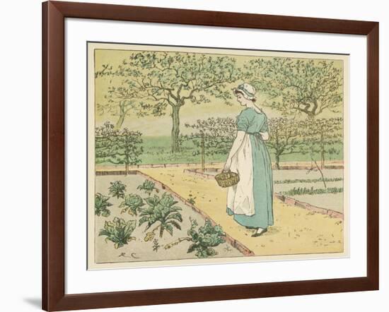 Girl Working in a Rural Kitchen Garden Collecting Cabbages-Randolph Caldecott-Framed Art Print