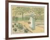 Girl Working in a Rural Kitchen Garden Collecting Cabbages-Randolph Caldecott-Framed Art Print