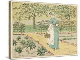 Girl Working in a Rural Kitchen Garden Collecting Cabbages-Randolph Caldecott-Stretched Canvas