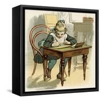 Girl Writes at Table-Eugen Klimsch-Framed Stretched Canvas