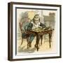 Girl Writes at Table-Eugen Klimsch-Framed Art Print