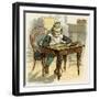 Girl Writes at Table-Eugen Klimsch-Framed Art Print