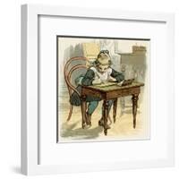 Girl Writes at Table-Eugen Klimsch-Framed Art Print