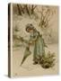 Girl Writes in Snow 1890-M Ellen Edwards-Stretched Canvas