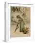 Girl Writes in Snow 1890-M Ellen Edwards-Framed Art Print