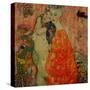 Girlfriends. Oil on canvas (1916-1917) 99 x 99 cm Destroyed by fire in 1945.-Gustav Klimt-Stretched Canvas
