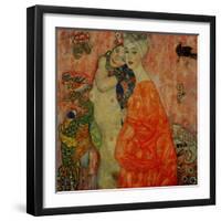 Girlfriends. Oil on canvas (1916-1917) 99 x 99 cm Destroyed by fire in 1945.-Gustav Klimt-Framed Giclee Print