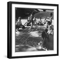 Girls and Boys Playing Hopscotch-Ralph Morse-Framed Photographic Print