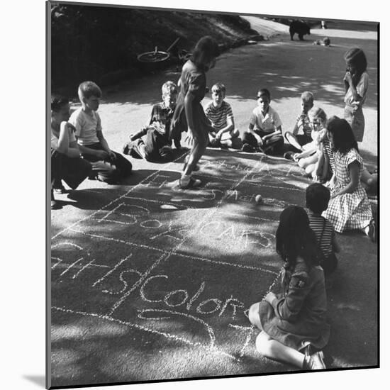 Girls and Boys Playing Hopscotch-Ralph Morse-Mounted Photographic Print