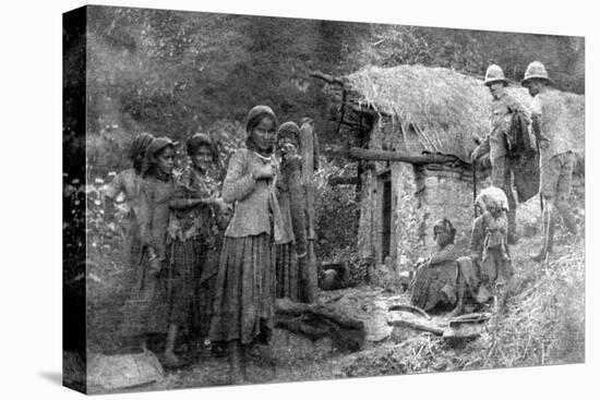 Girls and British Soldiers, Chakrata Hills, India, 1917-null-Stretched Canvas