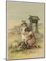 Girls and Lambs 1890-M Ellen Edwards-Mounted Art Print