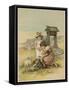 Girls and Lambs 1890-M Ellen Edwards-Framed Stretched Canvas