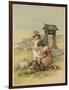 Girls and Lambs 1890-M Ellen Edwards-Framed Art Print