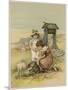 Girls and Lambs 1890-M Ellen Edwards-Mounted Art Print