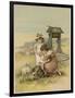 Girls and Lambs 1890-M Ellen Edwards-Framed Art Print