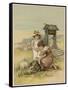 Girls and Lambs 1890-M Ellen Edwards-Framed Stretched Canvas