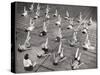 Girls and Women Doing Leg Exercise on Floor of Metropolitan Life Insurance Company's Gym-Herbert Gehr-Stretched Canvas