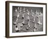 Girls and Women Doing Leg Exercise on Floor of Metropolitan Life Insurance Company's Gym-Herbert Gehr-Framed Premium Photographic Print