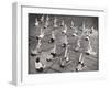 Girls and Women Doing Leg Exercise on Floor of Metropolitan Life Insurance Company's Gym-Herbert Gehr-Framed Premium Photographic Print