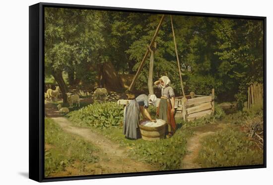 Girls at a Well-Viggo Pedersen-Framed Stretched Canvas