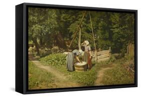 Girls at a Well-Viggo Pedersen-Framed Stretched Canvas