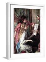 Girls at the Piano-Pierre-Auguste Renoir-Framed Art Print