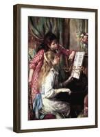 Girls At The Piano-Pierre-Auguste Renoir-Framed Art Print