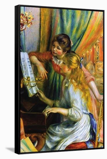 Girls At The Piano-Pierre-Auguste Renoir-Framed Stretched Canvas