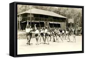 Girls Basketball Practice-null-Framed Stretched Canvas