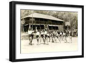 Girls Basketball Practice-null-Framed Art Print