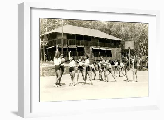 Girls Basketball Practice-null-Framed Art Print