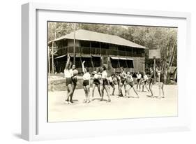 Girls Basketball Practice-null-Framed Art Print