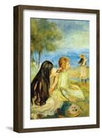 Girls By The Seaside-Pierre-Auguste Renoir-Framed Art Print