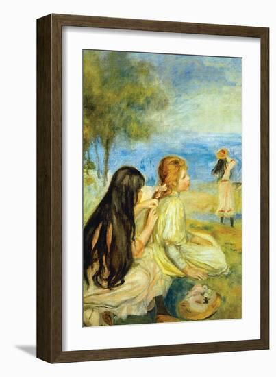 Girls By The Seaside-Pierre-Auguste Renoir-Framed Art Print