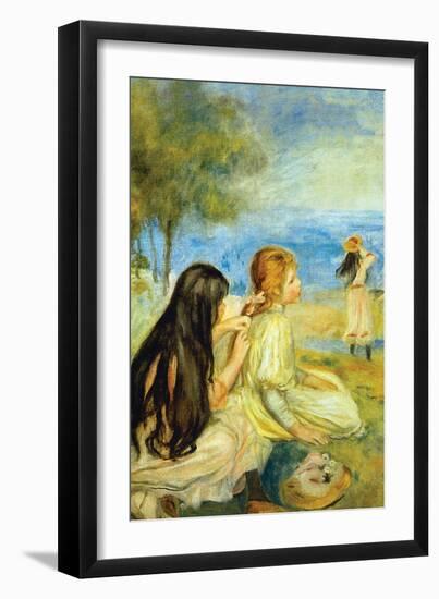 Girls By The Seaside-Pierre-Auguste Renoir-Framed Art Print