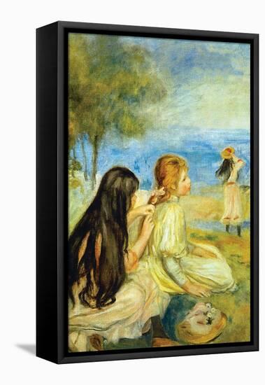 Girls By The Seaside-Pierre-Auguste Renoir-Framed Stretched Canvas