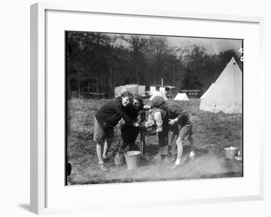 Girls Camping 1930S-null-Framed Photographic Print