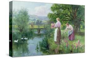 Girls Collecting Flowers-Henry John Yeend King-Stretched Canvas
