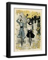 Girls Cycling, Autumn-Paul Fischer-Framed Art Print