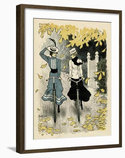 Girls Cycling, Autumn-Paul Fischer-Framed Art Print