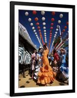 Girls Dancing a Sevillana Beneath Colourful Lanterns, Feria De Abril, Seville, Andalucia, Spain-Ruth Tomlinson-Framed Photographic Print