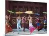 Girls Dancing with Coourful Parasols at the Ethnic Minorities Park, Beijing, China, Asia-Christian Kober-Mounted Photographic Print