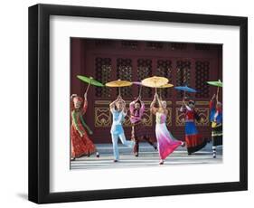 Girls Dancing with Coourful Parasols at the Ethnic Minorities Park, Beijing, China, Asia-Christian Kober-Framed Photographic Print