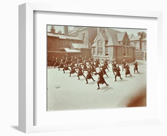 Girls Doing Drill in the Playground, Wilton Road School, London, 1907-null-Framed Photographic Print