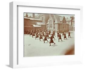 Girls Doing Drill in the Playground, Wilton Road School, London, 1907-null-Framed Photographic Print