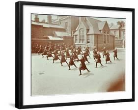 Girls Doing Drill in the Playground, Wilton Road School, London, 1907-null-Framed Photographic Print