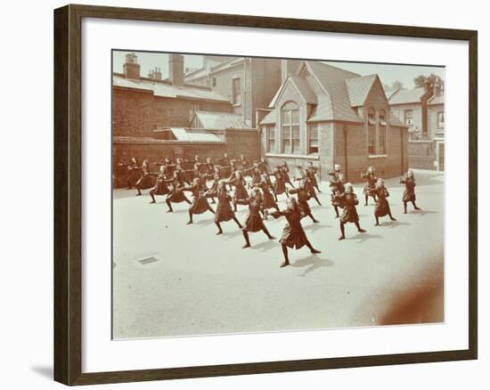 Girls Doing Drill in the Playground, Wilton Road School, London, 1907-null-Framed Photographic Print