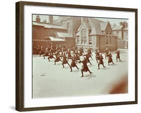 Girls Doing Drill in the Playground, Wilton Road School, London, 1907-null-Framed Photographic Print